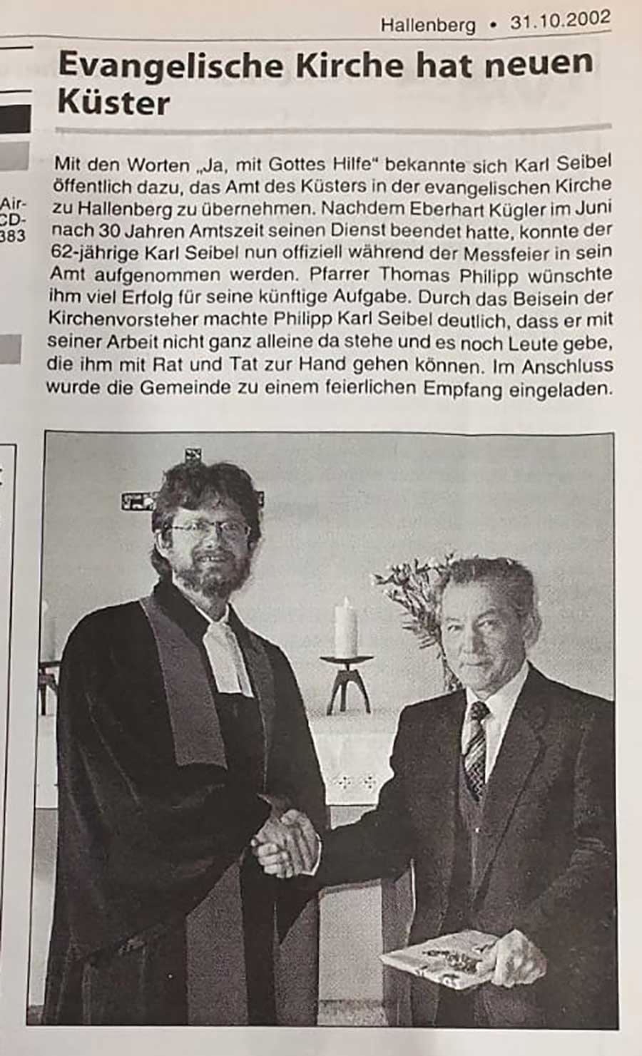 Zeitungsartikel (2002) über Karl Seibel